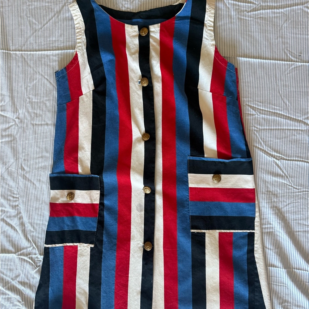 1970s  Women's Swim Coverup/ beach dress- Red, Blue, and White